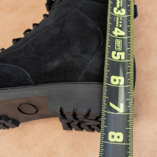 La Canadienne Women Lucky Black Suede Lace-up Waterproof Ankle Combat Boots sz 7