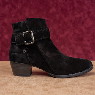 Paul Green Women Jano Distressed Black Suede Buckle Moto Boots 10US AUS 7.5