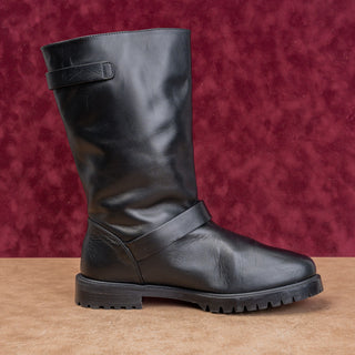 Lafayette 148 Women Black Leather Moto Festival Party Slip-on Boots 9US EUR39.5