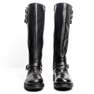 Lucky Brand Women Citere Black Leather Zip Riding Moto Tall Boots 9.5US EUR 41