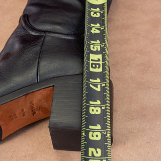 Vince Wmn Fabian Black Leather Slip-on Cottage Boho Fashion Knee Boots 9US EUR40