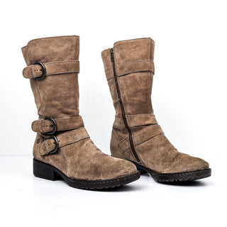 Born Women Crof Sand Suede Moto Biker Buckle Boots sz 8 EUR 39