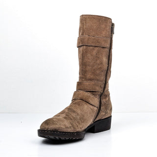 Born Women Crof Sand Suede Moto Biker Buckle Boots sz 8 EUR 39