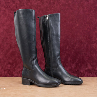 Nine West Women Cindy Black Vegan Leather Riding Equestrian Knee Boots sz 7