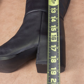 Steve Madden Women Nohanna Wide Calf Black Fashion Zip Leather Knee Boots Sz 7