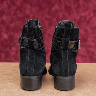 Donald Pliner Women Vintage Y2K Matte Black Suede Moto Zip Ankle Boots sz 6.5