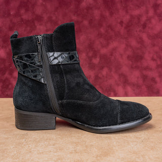 Donald Pliner Women Vintage Y2K Matte Black Suede Moto Zip Ankle Boots sz 6.5