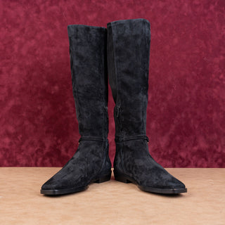 Sam Edelman Women Clive Black Suede Zip Riding Square Toe Knee Boots size 8