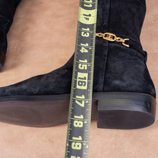 Sam Edelman Women Clive Black Suede Zip Riding Square Toe Knee Boots size 8