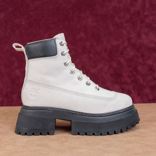 Timberland Women White Nubuck Stompers 6 Sky High Platform Boots sz 8