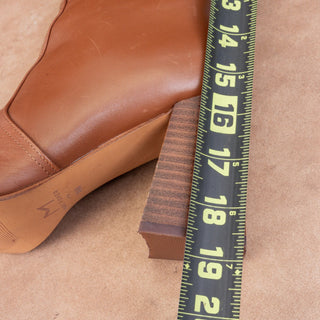 Marc Fisher Women Dreeam Brown Leather Block Heel Square Toe Tall Boots sz 9.5