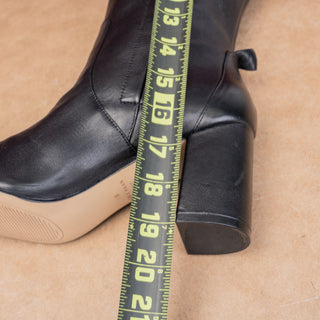 Cole Haan Women Chrystie Black Leather Square Toe Tall Fashion Boots sz 7.5