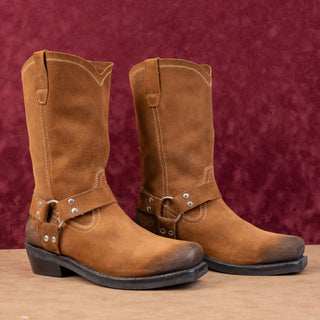 Brothers & Sons Men Brown Suede Harness Moto Biker Oil Resistant Boots sz 10.5