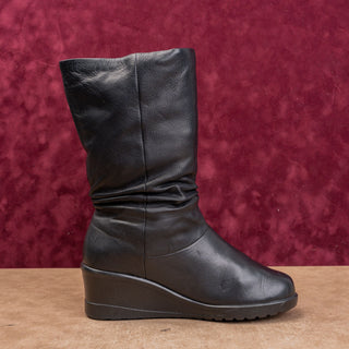 Keen Women Black Leather Slip-on Wedge Fashion Ankle Boots sz 7.5US EUR38