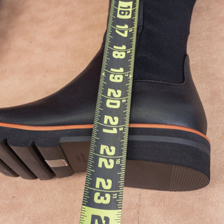 Stuart Weitzman Women Adrina Black Leather Stretch Lug OTK Fashion Boots sz 6.5