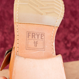 Frye Wmn Veronica Short Moto Biker Slip-on Cognac Leather Buckle Mid Boots sz 7