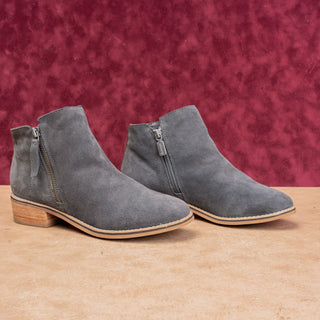 Blondo Women Grey Suede Waterproof Zip Classic Western Fashion Ankle Boots 8.5