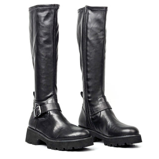 Blondo Women Vienna Black Leather Moto Biker Waterproof Knee High Boots size 9.5