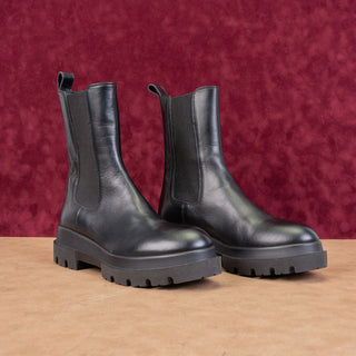 La Canadienne Wmn Braydon Black Leather Lug Chelsea Waterproof Boots 9.5US EUR40
