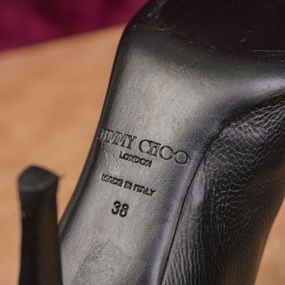 Jimmy Choo London Women Black Leather Zip Dress Fashion Heel Boots sz 8US EUR38