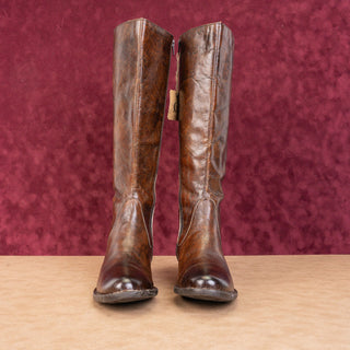Born Wmn Gibb Distress Brown Leather Wide Calf Riding Equestrian Knee Boots 9.5