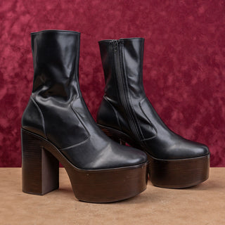 Jeffrey Campbell Women Mexique Black Faux Leather Platform Zip Boots sz 13