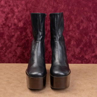 Jeffrey Campbell Women Mexique Black Faux Leather Platform Zip Boots sz 13