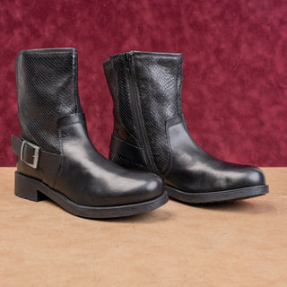 Geox Women Black Leather Moto Round Toe Zip Ankle Boots size 9US EUR39