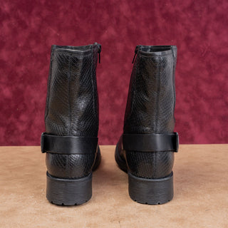 Geox Women Black Leather Moto Round Toe Zip Ankle Boots size 9US EUR39