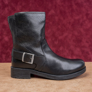 Geox Women Black Leather Moto Round Toe Zip Ankle Boots size 9US EUR39