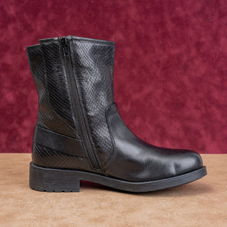 Geox Women Black Leather Moto Round Toe Zip Ankle Boots size 9US EUR39