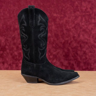 Dingo Women Out West Black Suede Slip-on Cowboy Western Knee Boots sz 9.5