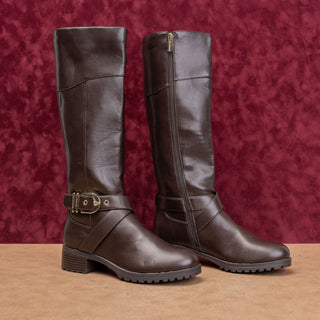 Tommy Hilfiger Wmn Dark Brown Faux Leather Riding Equestrian Fashion Boots sz 8