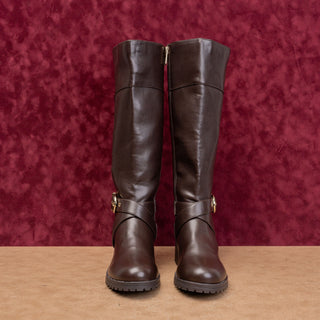 Tommy Hilfiger Wmn Dark Brown Faux Leather Riding Equestrian Fashion Boots sz 8