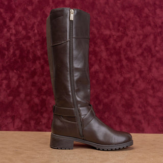 Tommy Hilfiger Wmn Dark Brown Faux Leather Riding Equestrian Fashion Boots sz 8