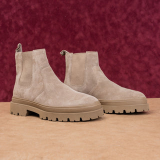 Vince Men Reggio Flint Beige Suede Water Repellent Slip Chelsea Boots 7US EUR40