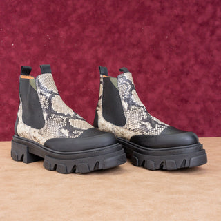 Ganni Women Chelsea Platform Print Leather Boots Size 9US 40EUR