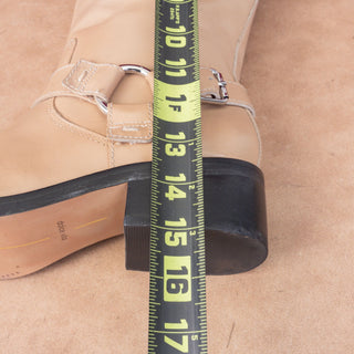 Dolce Vita Women Evi Tan Leather Moto Biker Metal Harness Boots sz 8.5