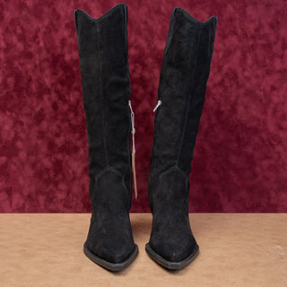 Dolce Vita Women Festival Boho Black Suede Western Cowboy Knee Zip Boots sz 10