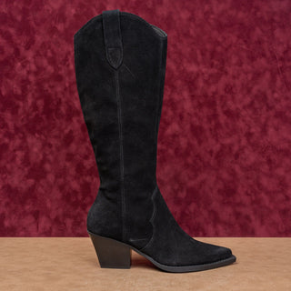 Dolce Vita Women Festival Boho Black Suede Western Cowboy Knee Zip Boots sz 10