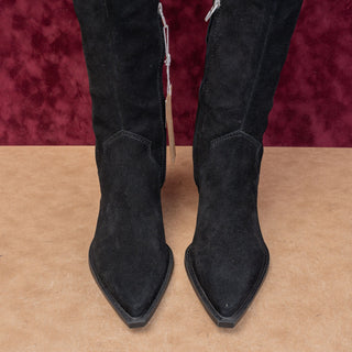 Dolce Vita Women Festival Boho Black Suede Western Cowboy Knee Zip Boots sz 10