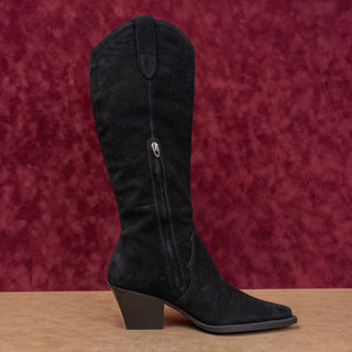 Dolce Vita Women Festival Boho Black Suede Western Cowboy Knee Zip Boots sz 10