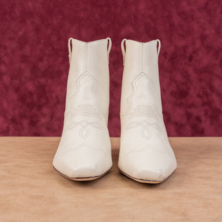 Paige Women Adelyn Kitten Western Bone Leather Heel Ankle Boots sz 8.5