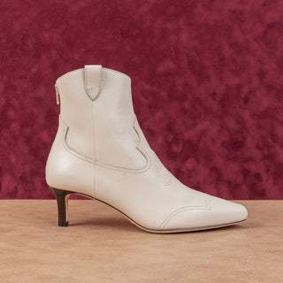 Paige Women Adelyn Kitten Western Bone Leather Heel Ankle Boots sz 8.5