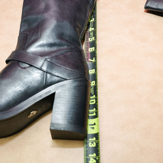Rag&Bone Women Fallon Moto Biker Metal Point Black Leather Boots size 8US EUR38
