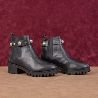 Karl Lagerfeld Paris Wmn Pola Black Patent Leather Chelsea Boots 8US EUR38.5