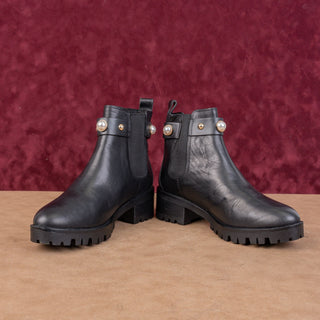 Karl Lagerfeld Paris Wmn Pola Black Patent Leather Chelsea Boots 8US EUR38.5