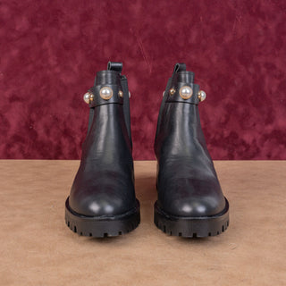 Karl Lagerfeld Paris Wmn Pola Black Patent Leather Chelsea Boots 8US EUR38.5