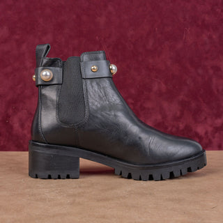 Karl Lagerfeld Paris Wmn Pola Black Patent Leather Chelsea Boots 8US EUR38.5