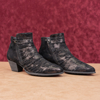 David Tate Women Bellview Western Metallic Undertone Zip Ankle Boots sz 10